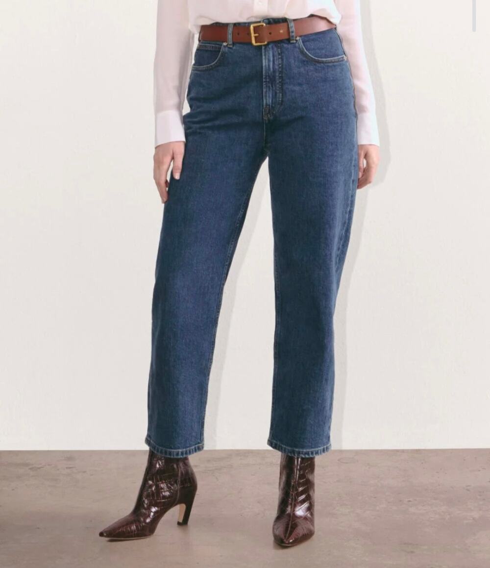 Everlane The Curvy Way High Straight Leg Jean Organic Cotton Blue Jeans 30